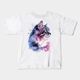 Siberian Cat Water Color Pop Art Design for Cat Lover Kids T-Shirt